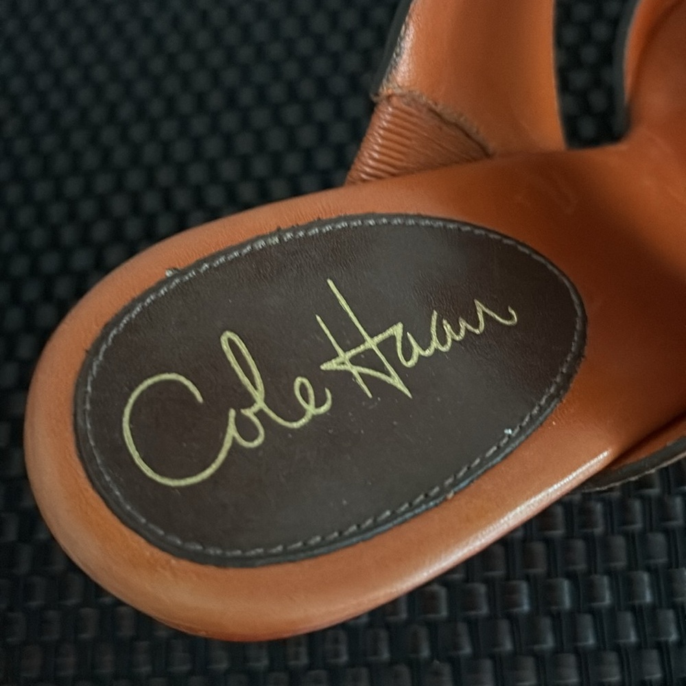 EUC Cole Haan Women's Tan Leather Sandals, Wedge, Sz 8.5 - Picture 11 of 17